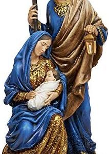 Joseph's Studio - Holy Family Blue and Gold Figure, 10.5" H, Durable Resin and Stone, Decorative Christmas Collection
