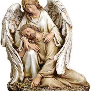 Joseph's Studio by Roman - 7" Angel with Fallen Christ Figure on Base | Renaissance Collection | Resin and Stone Religio